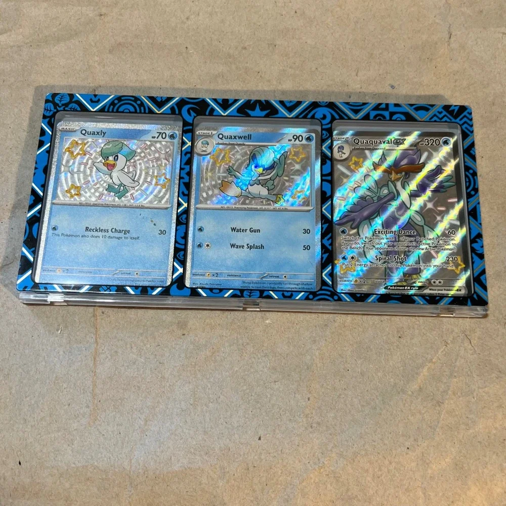 Pokemon Paldean Fates Shiny Quaxly Quaxwell Quaquaval ex Promo Set Blue SVP